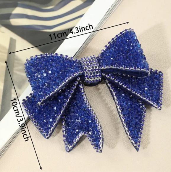 NEW ELEGANT DAZZLING CRYSTAL BOW TIE/NECK TIE - BLACK 3" x 4" - Picture 4 of 11